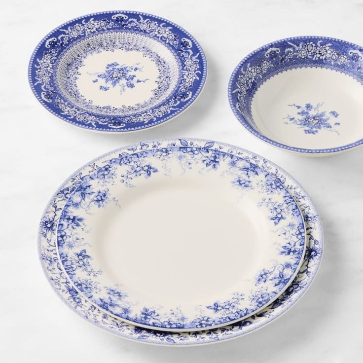 blue and white tableware