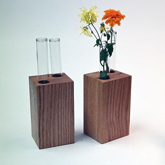 square wood vase