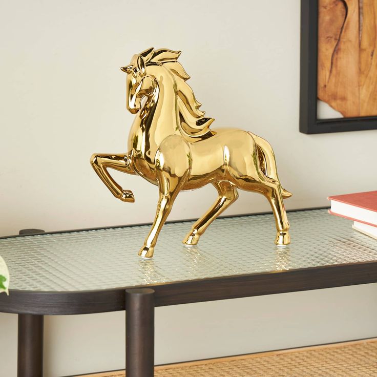 Ceramic Prancing Horse Sculpture
