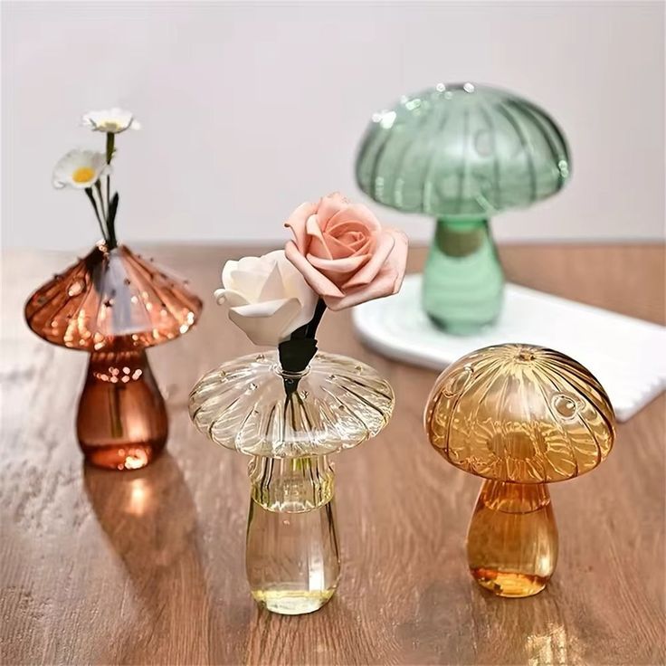 Glass Colorful Mushroom Vase