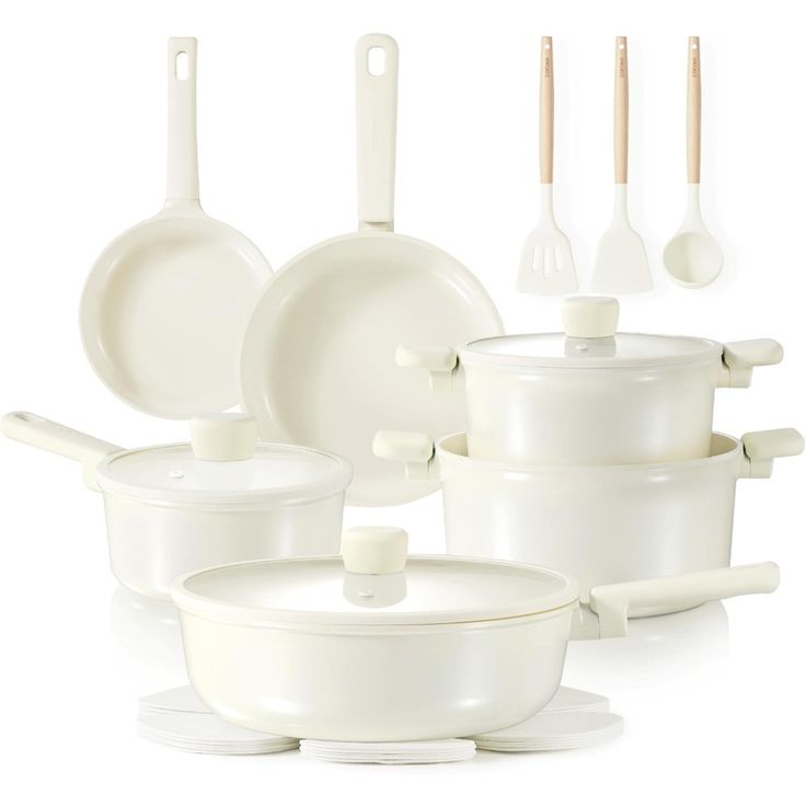 white non-stick cookware set